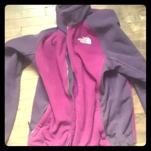 Pink and purple North face jacket